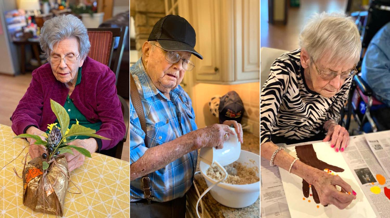 Elderly residents exploring hobbies